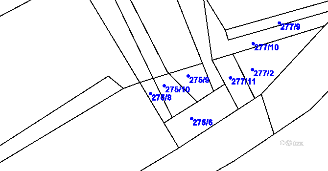 Parcela st. 275/10 v KÚ Branná, Katastrální mapa