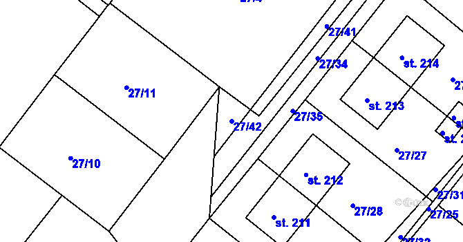 Parcela st. 27/42 v KÚ Branná, Katastrální mapa