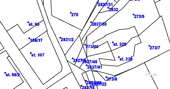 Parcela st. 273/10 v KÚ Branná, Katastrální mapa