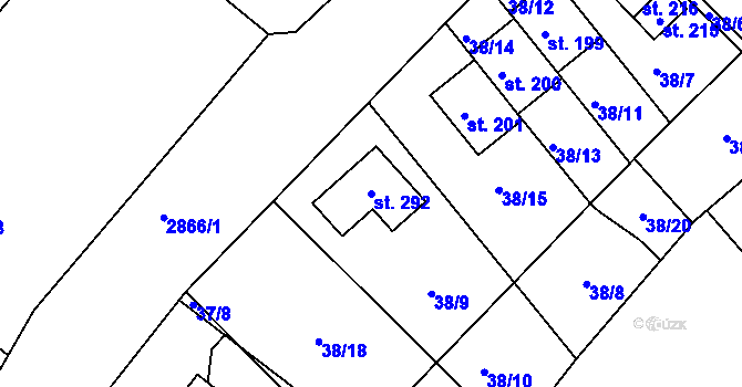 Parcela st. 292 v KÚ Branná, Katastrální mapa