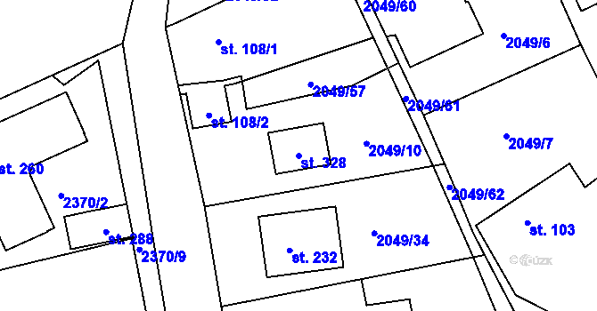 Parcela st. 328 v KÚ Branná, Katastrální mapa