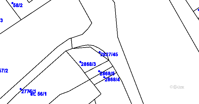 Parcela st. 2827/45 v KÚ Branná, Katastrální mapa