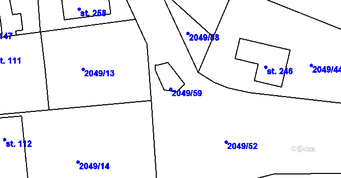 Parcela st. 2049/59 v KÚ Branná, Katastrální mapa