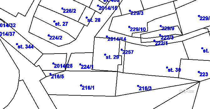Parcela st. 29 v KÚ Branná u Šumperka, Katastrální mapa