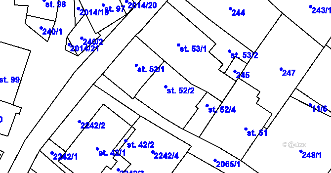 Parcela st. 52/2 v KÚ Branná u Šumperka, Katastrální mapa