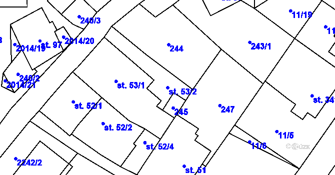 Parcela st. 53/2 v KÚ Branná u Šumperka, Katastrální mapa