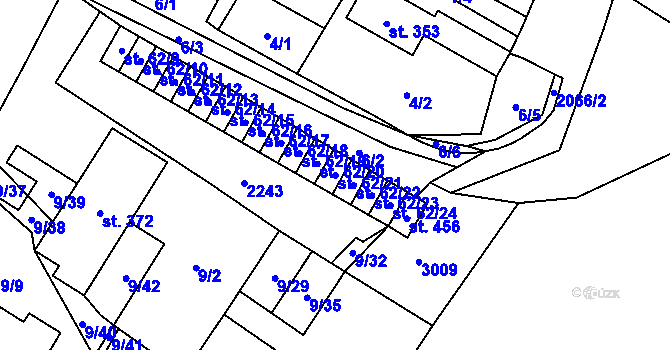 Parcela st. 62/21 v KÚ Branná u Šumperka, Katastrální mapa