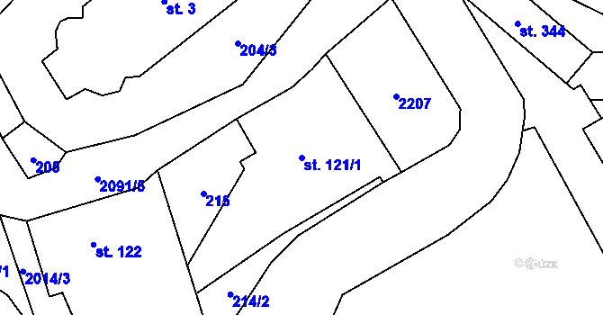 Parcela st. 121/1 v KÚ Branná u Šumperka, Katastrální mapa