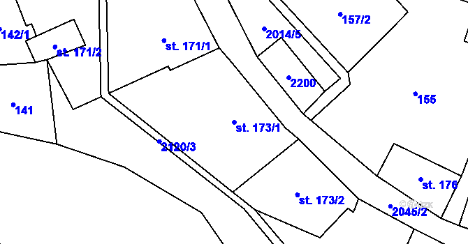 Parcela st. 173/1 v KÚ Branná u Šumperka, Katastrální mapa