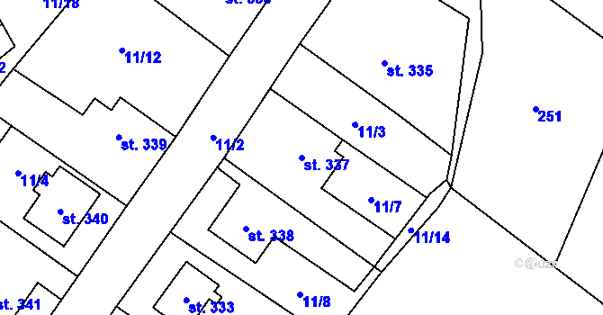 Parcela st. 337 v KÚ Branná u Šumperka, Katastrální mapa