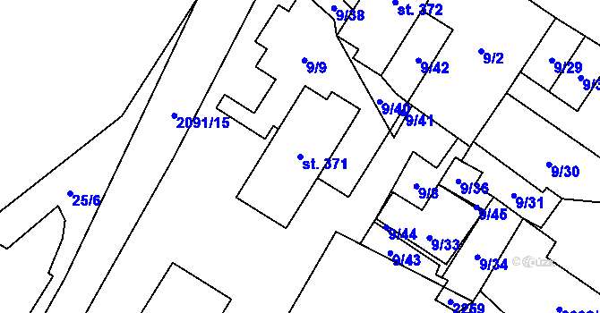 Parcela st. 371 v KÚ Branná u Šumperka, Katastrální mapa