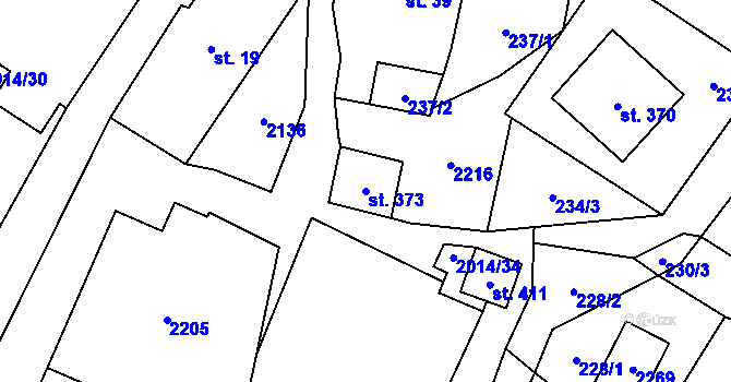 Parcela st. 373 v KÚ Branná u Šumperka, Katastrální mapa