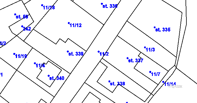 Parcela st. 11/2 v KÚ Branná u Šumperka, Katastrální mapa