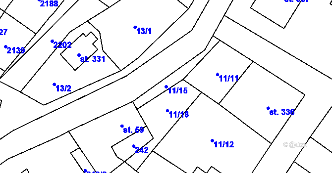 Parcela st. 11/15 v KÚ Branná u Šumperka, Katastrální mapa