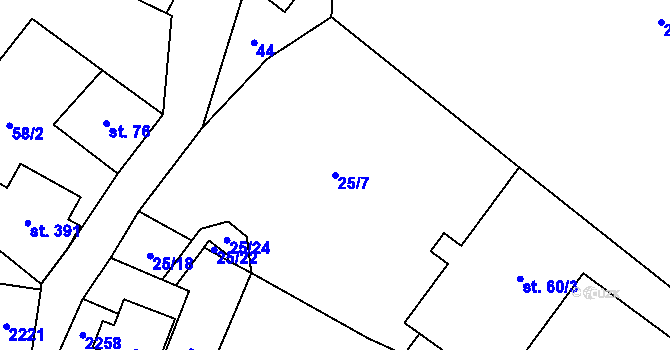 Parcela st. 25/7 v KÚ Branná u Šumperka, Katastrální mapa