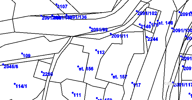 Parcela st. 112 v KÚ Branná u Šumperka, Katastrální mapa