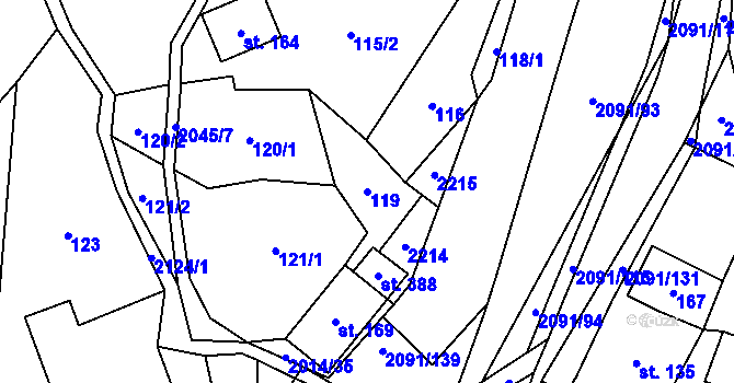 Parcela st. 119 v KÚ Branná u Šumperka, Katastrální mapa