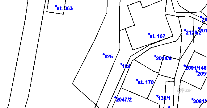 Parcela st. 125 v KÚ Branná u Šumperka, Katastrální mapa