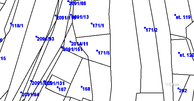Parcela st. 171/5 v KÚ Branná u Šumperka, Katastrální mapa