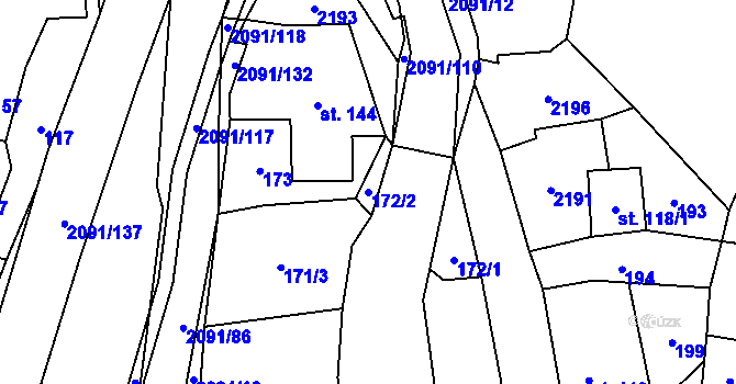 Parcela st. 172/2 v KÚ Branná u Šumperka, Katastrální mapa