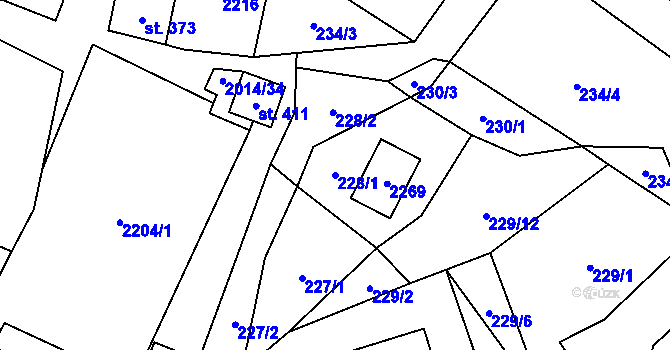Parcela st. 228/1 v KÚ Branná u Šumperka, Katastrální mapa
