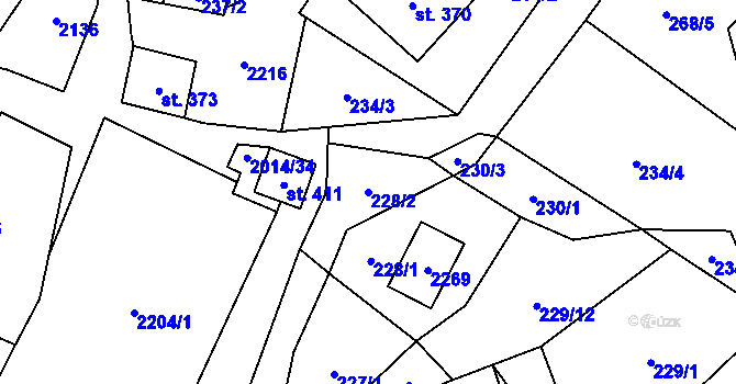 Parcela st. 228/2 v KÚ Branná u Šumperka, Katastrální mapa