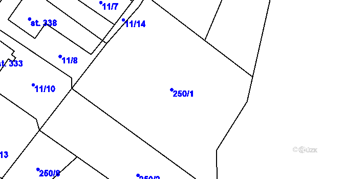 Parcela st. 250/1 v KÚ Branná u Šumperka, Katastrální mapa