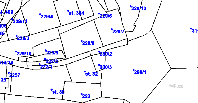 Parcela st. 280/2 v KÚ Branná u Šumperka, Katastrální mapa