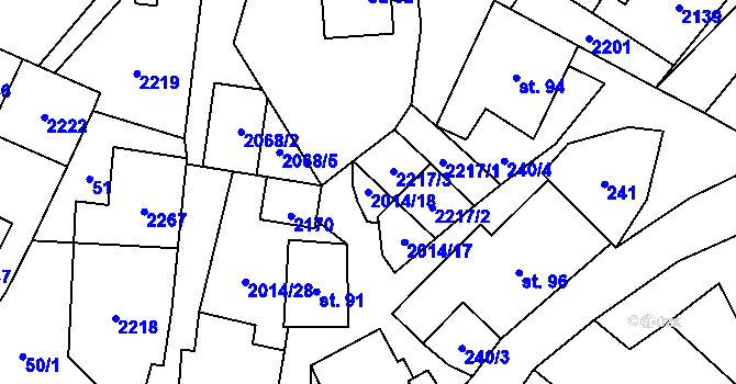 Parcela st. 2014/18 v KÚ Branná u Šumperka, Katastrální mapa