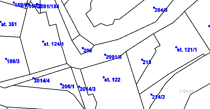 Parcela st. 2091/5 v KÚ Branná u Šumperka, Katastrální mapa