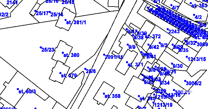 Parcela st. 2091/15 v KÚ Branná u Šumperka, Katastrální mapa