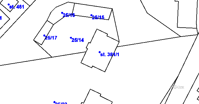 Parcela st. 381/1 v KÚ Branná u Šumperka, Katastrální mapa