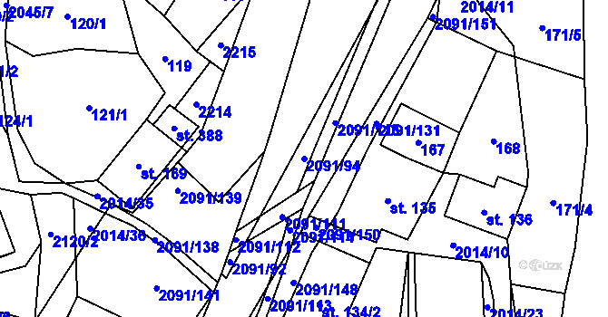 Parcela st. 2091/94 v KÚ Branná u Šumperka, Katastrální mapa