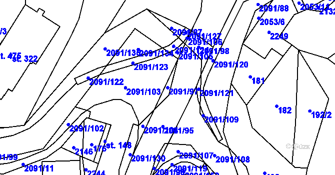 Parcela st. 2091/97 v KÚ Branná u Šumperka, Katastrální mapa