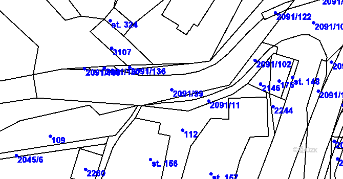 Parcela st. 2091/99 v KÚ Branná u Šumperka, Katastrální mapa