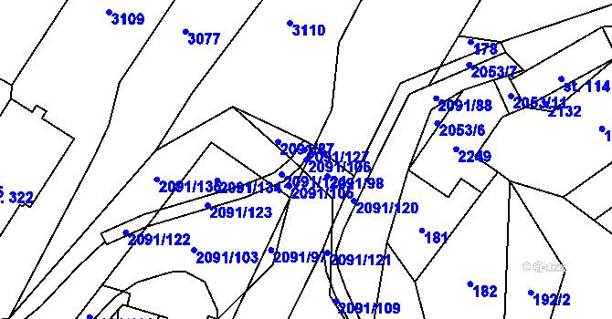 Parcela st. 2091/106 v KÚ Branná u Šumperka, Katastrální mapa