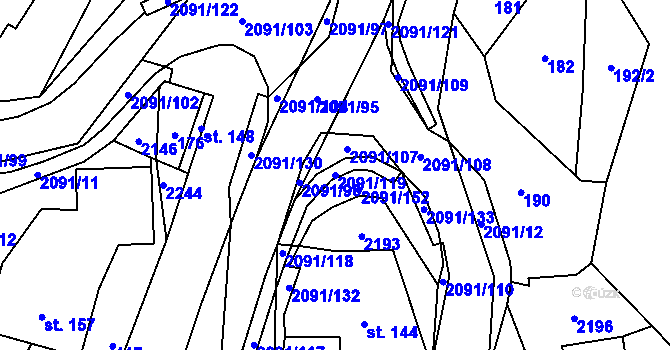 Parcela st. 2091/119 v KÚ Branná u Šumperka, Katastrální mapa