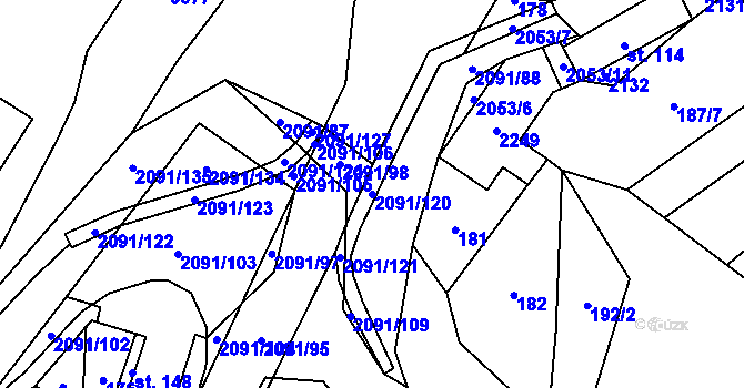 Parcela st. 2091/120 v KÚ Branná u Šumperka, Katastrální mapa