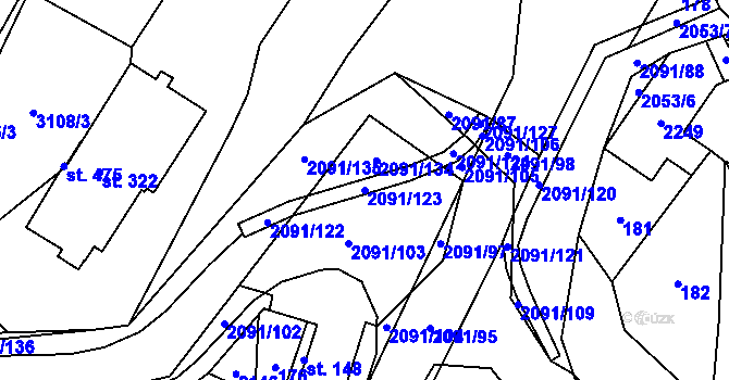 Parcela st. 2091/123 v KÚ Branná u Šumperka, Katastrální mapa