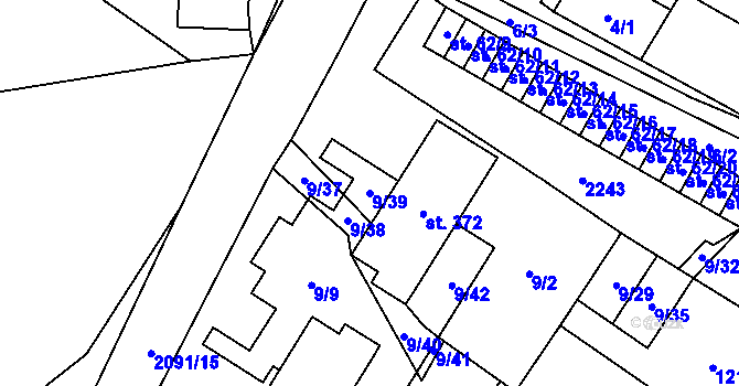 Parcela st. 9/39 v KÚ Branná u Šumperka, Katastrální mapa