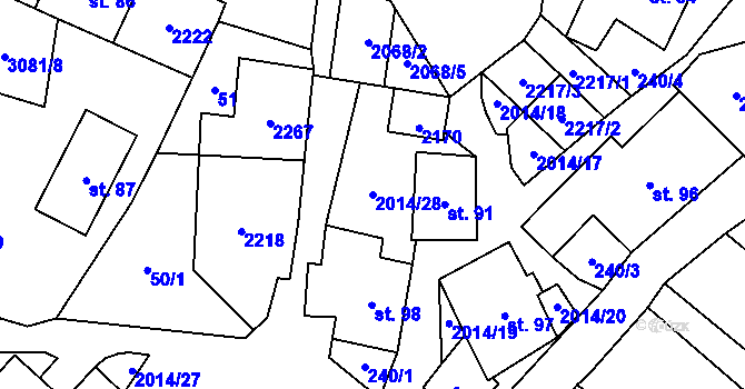 Parcela st. 2014/28 v KÚ Branná u Šumperka, Katastrální mapa