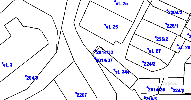 Parcela st. 2014/32 v KÚ Branná u Šumperka, Katastrální mapa