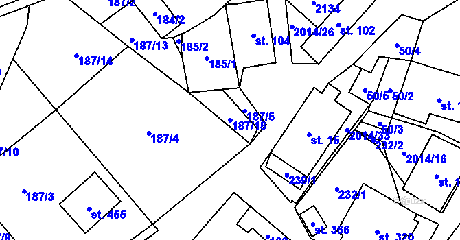 Parcela st. 187/18 v KÚ Branná u Šumperka, Katastrální mapa