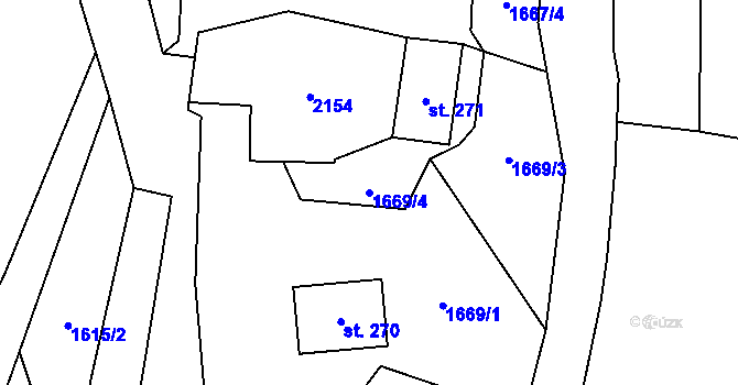 Parcela st. 1669/4 v KÚ Branná u Šumperka, Katastrální mapa