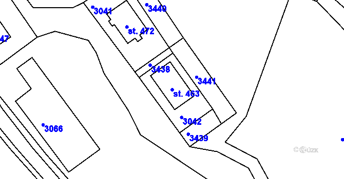 Parcela st. 463 v KÚ Branná u Šumperka, Katastrální mapa
