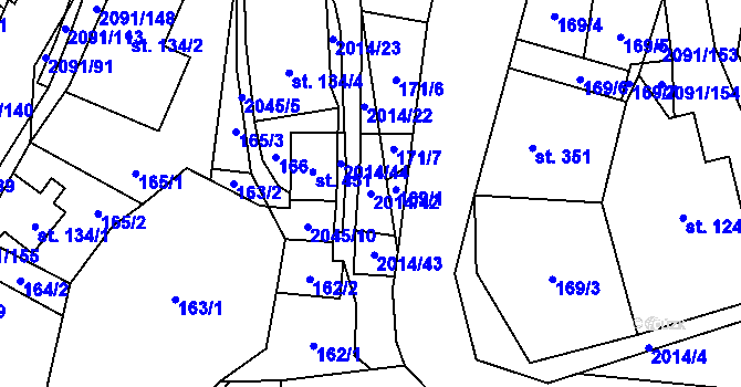 Parcela st. 2014/42 v KÚ Branná u Šumperka, Katastrální mapa