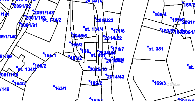 Parcela st. 2014/44 v KÚ Branná u Šumperka, Katastrální mapa