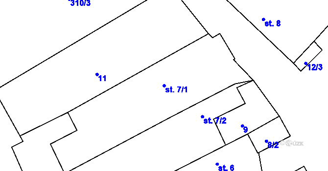 Parcela st. 7/1 v KÚ Branov, Katastrální mapa