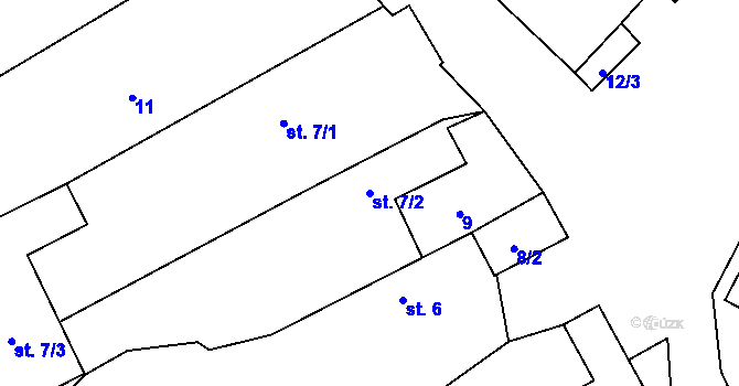 Parcela st. 7/2 v KÚ Branov, Katastrální mapa