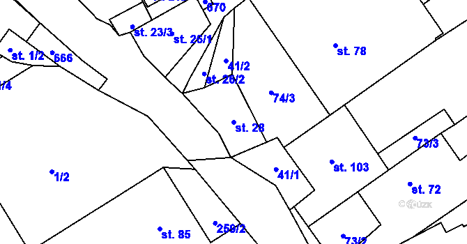 Parcela st. 28 v KÚ Branov, Katastrální mapa
